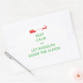 Sticker Ovale Keep Calm Let Rudolph Guide Sleigh (Enveloppe)