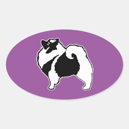 Sticker Ovale Keeshond Graphics - Cute Original Chig Art (Devant)