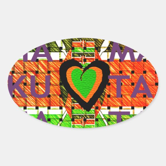 Sticker Ovale Kenya : Toute l'Afrique dans un pays - Drapeau tis (Devant)