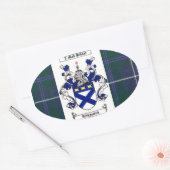 Sticker Ovale Kirkpatrick Crest sur Douglas Blue Tartan (Enveloppe)