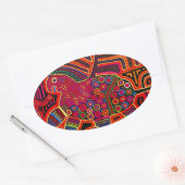 Sticker Ovale Kuna Indian Dragon Mola Amiable (Enveloppe)