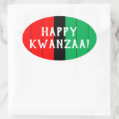 Sticker Ovale Kwanzaa Rouge Noir Vert Kinara Motif rayé (Sac)