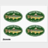 Sticker Ovale La Belle Truite Brune (Feuille)