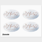 Sticker Ovale La calligraphie bleu outrepasse applaudit les fleu (Feuille)