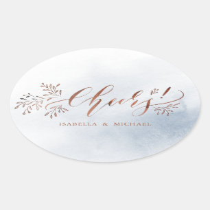 Sticker Ovale La calligraphie bleu outrepasse applaudit les fleu