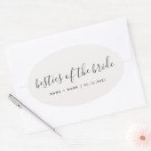 Sticker Ovale La calligraphie de la serveuse de brigade Besties  (Enveloppe)