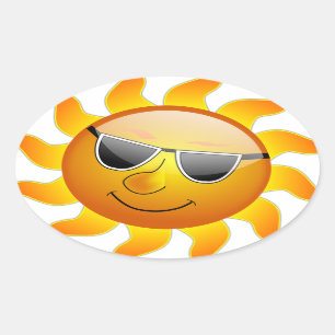 Sticker Ovale La chaleur brillante d'été de sourire de soleil
