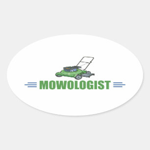 Sticker Ovale La cour de pelouse fauchant, fauchent des