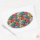 Sticker Ovale La Crowd of cats (Enveloppe)