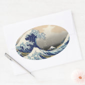Sticker Ovale "La Grande Vague" copie de l'original de Hokusai c (Enveloppe)
