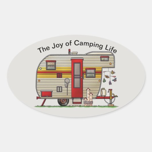 Sticker Ovale La Joie du Camping Life Trailer (Devant)