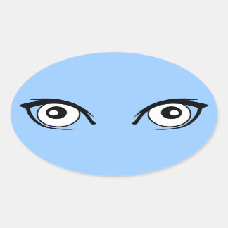 Sticker Ovale La jolie bande dessinée observe l'autocollant