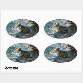 Sticker Ovale Là où l'océan rencontre les rochers (Feuille)