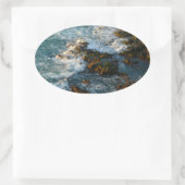 Sticker Ovale Là où l'océan rencontre les rochers (Sac)