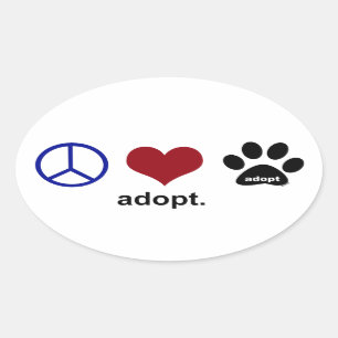 Sticker Ovale La paix, amour, adoptent