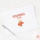 Sticker Ovale La Pêche Est Mon Heureuse Heure (Enveloppe)