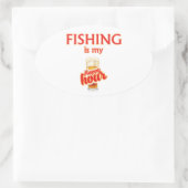 Sticker Ovale La Pêche Est Mon Heureuse Heure (Sac)