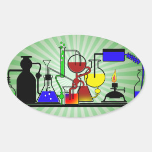 STICKER OVALE LAB WARE - LABORATOIRE GLASSWARE MAD SCIENTIFIQUE