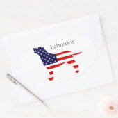 Sticker Ovale Labrador Outline in Stars and Stripes (Enveloppe)