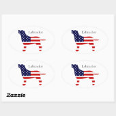 Sticker Ovale Labrador Outline in Stars and Stripes (Feuille)