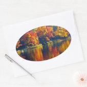 Sticker Ovale Lac d'automne (Enveloppe)