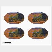 Sticker Ovale Lac Deer & Mt (Feuille)