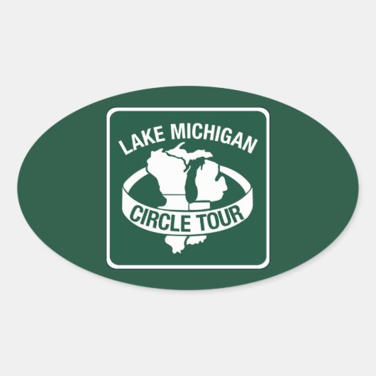 Sticker Ovale Lac Michigan Circle Tour, Signal, Wisconsin, États (Devant)