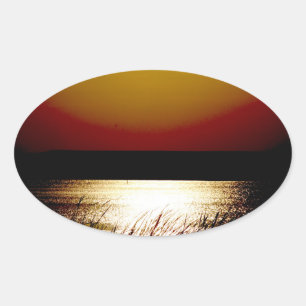 Sticker Ovale Lac Sunset