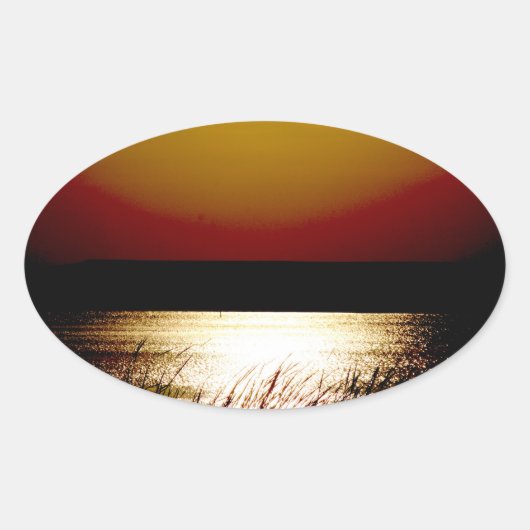 Sticker Ovale Lac Sunset (Devant)