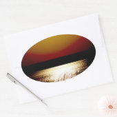 Sticker Ovale Lac Sunset (Enveloppe)