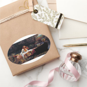 Sticker Ovale Lady of Shallot sur le bateau JW Waterhouse Fine A