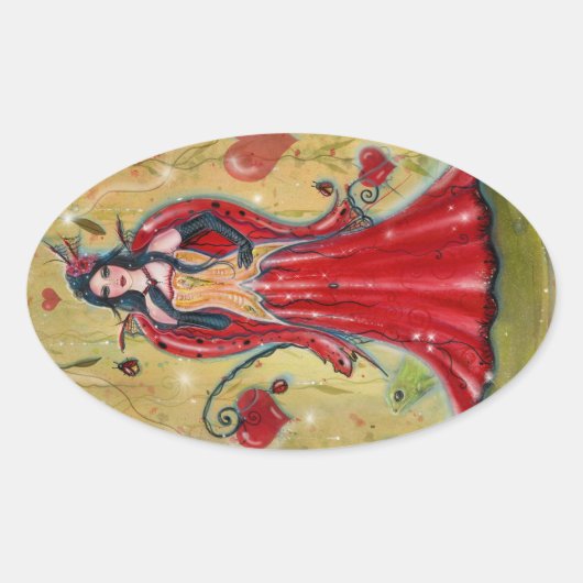 Sticker Ovale Ladybug Fairy Heart valentine fairy par Renee (Devant)