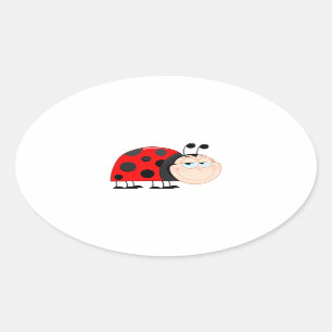 Sticker Ovale Ladybug Ladybugs Bugs Bugs Funny Insect mignon sou