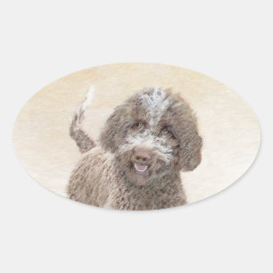 Sticker Ovale Lagotto Romagnolo Peinture - Cute Original Chien A