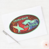 Sticker Ovale Laguna Beach Californie surf vert clair autocollan (Enveloppe)