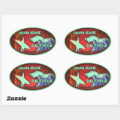 Sticker Ovale Laguna Beach Californie surf vert clair autocollan (Feuille)