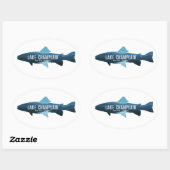 Sticker Ovale Lake Champlain New York Vermont Fish (Feuille)