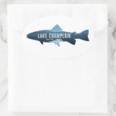 Sticker Ovale Lake Champlain New York Vermont Fish (Sac)