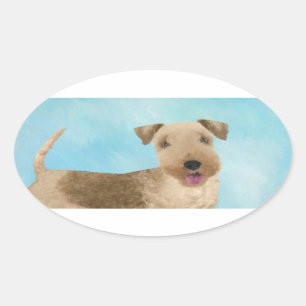 Sticker Ovale Lakeland Terrier Peinture - Cute Original Chien Ar