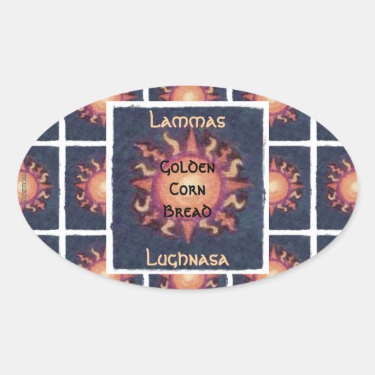 Sticker Ovale Lammas/Lughnasa Sun Harvest Pagan (Devant)