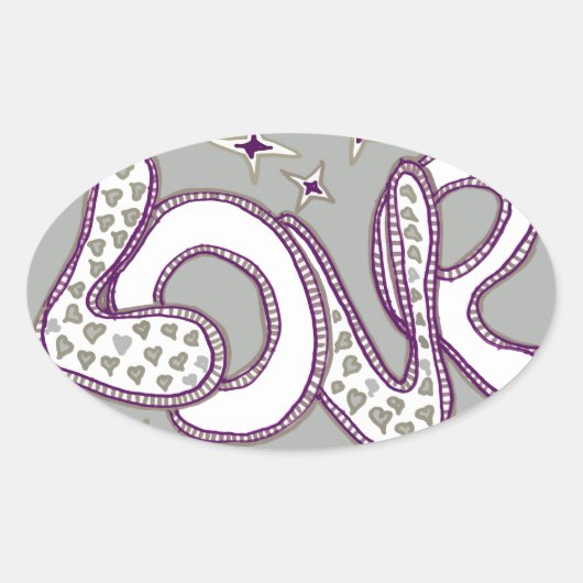 Sticker Ovale L'amour dans le style années 1960 (Devant)