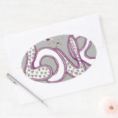 Sticker Ovale L'amour dans le style années 1960 (Enveloppe)