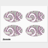 Sticker Ovale L'amour dans le style années 1960 (Feuille)