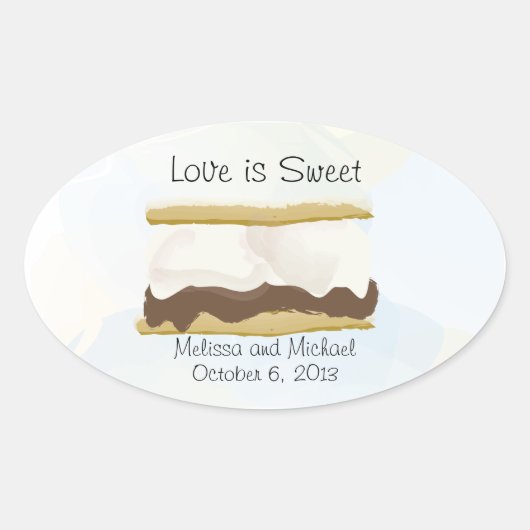 Sticker Ovale L'Amour Des Smores Est Doux (Devant)