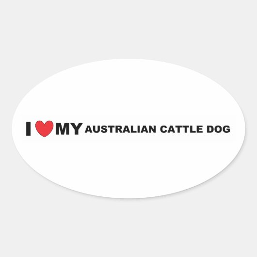 Sticker Ovale l'amour du chien de bétail australien (Devant)
