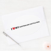 Sticker Ovale l'amour du chien de bétail australien (Enveloppe)