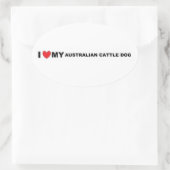 Sticker Ovale l'amour du chien de bétail australien (Sac)
