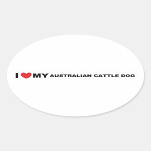 Sticker Ovale l'amour du chien de bétail australien