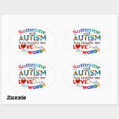 STICKER OVALE L'AMOUR N'A PAS BESOIN DE MOTS AUTISME (Feuille)