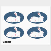 Sticker ovale lapin blanc (Feuille)